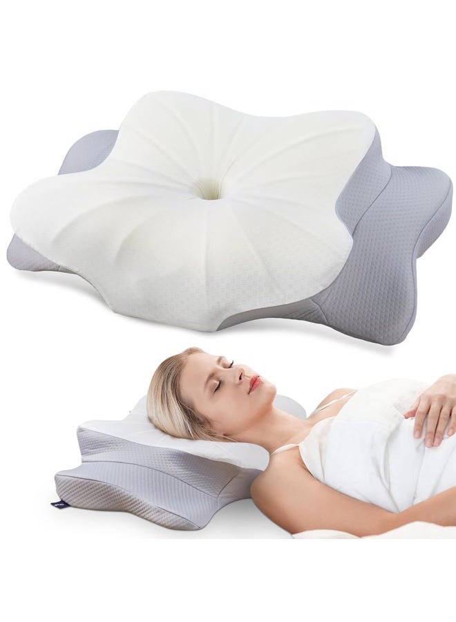 DONAMA Cervical Pillow for Neck and Shoulder, Contour Memory Foam Pillow, Ergonomic Neck Support Pillow for Side Back Stomach Sleepers with Pillowcase - Image 1