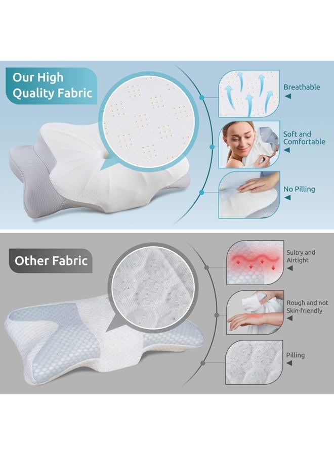 DONAMA Cervical Pillow for Neck and Shoulder, Contour Memory Foam Pillow, Ergonomic Neck Support Pillow for Side Back Stomach Sleepers with Pillowcase - Image 2