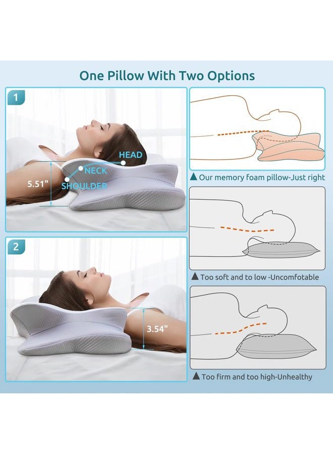 DONAMA Cervical Pillow for Neck and Shoulder, Contour Memory Foam Pillow, Ergonomic Neck Support Pillow for Side Back Stomach Sleepers with Pillowcase - Image 5
