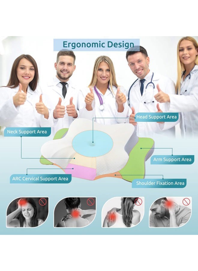 DONAMA Cervical Pillow for Neck and Shoulder, Contour Memory Foam Pillow, Ergonomic Neck Support Pillow for Side Back Stomach Sleepers with Pillowcase - Image 3
