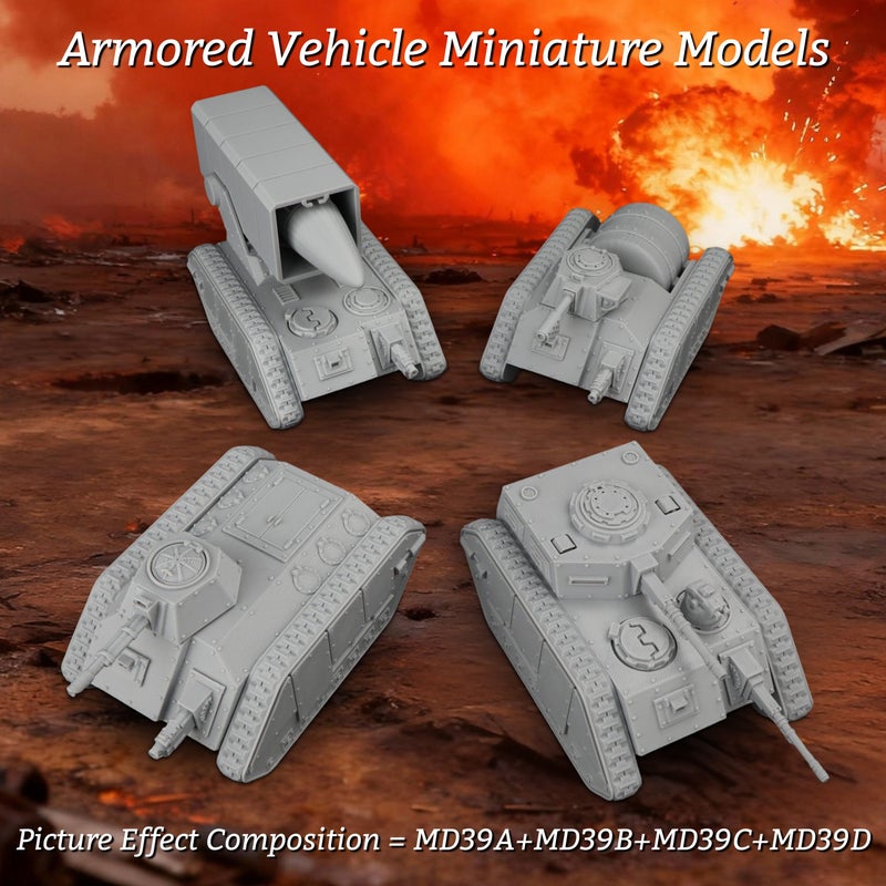 TRPG Futuristic Sci Fi Vehicle Models Miniature Tabletop Modular Heavy Unit MD39B Assault Tank for Strategy Encounters Role Playing Board Game Props Scene Building - Image 1
