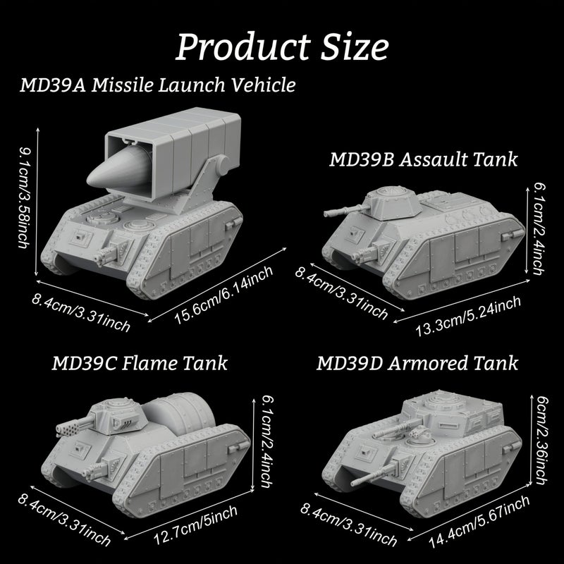 TRPG Futuristic Sci Fi Vehicle Models Miniature Tabletop Modular Heavy Unit MD39B Assault Tank for Strategy Encounters Role Playing Board Game Props Scene Building - Image 2