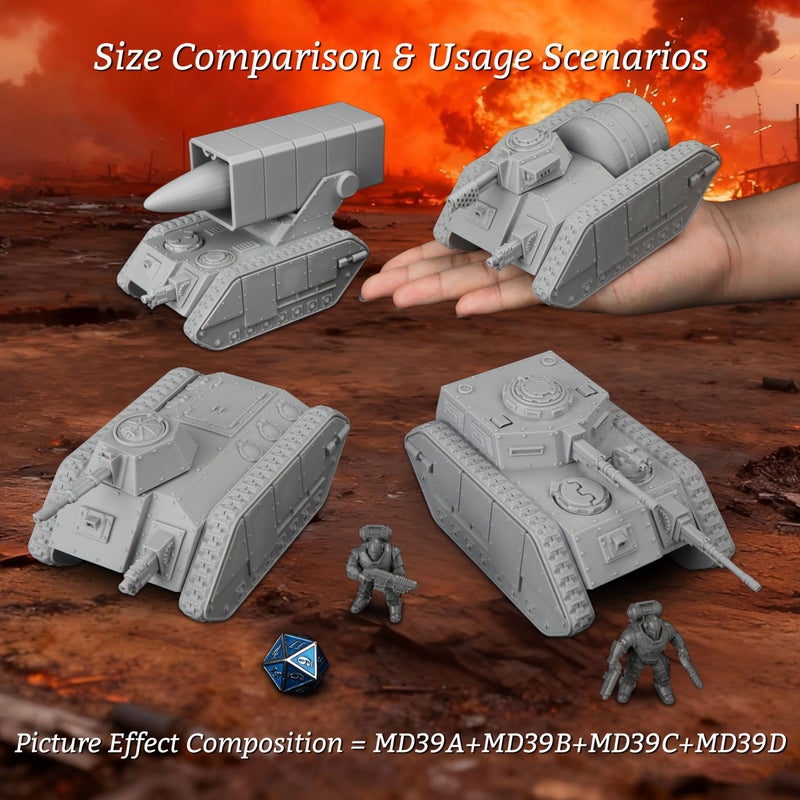 TRPG Futuristic Sci Fi Vehicle Models Miniature Tabletop Modular Heavy Unit MD39B Assault Tank for Strategy Encounters Role Playing Board Game Props Scene Building - Image 3