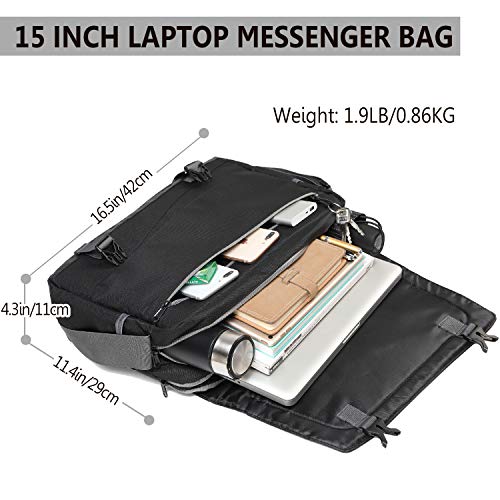 VX VONXURY Messenger Bag for Men, Lightweight Water Resistant 15.6 In Laptop Shoulder Bag Business Travelling Bags by Vonxury Black - Image 2