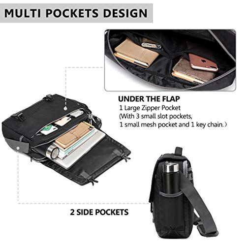 VX VONXURY Messenger Bag for Men, Lightweight Water Resistant 15.6 In Laptop Shoulder Bag Business Travelling Bags by Vonxury Black - Image 5