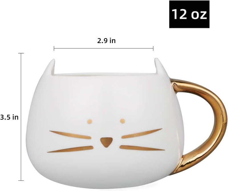 Koolkatkoo Cat Coffee Mug for Women Girls Cute Ceramic Meow Mugs for Cat Lover Tea Cup 12 oz White - Image 2