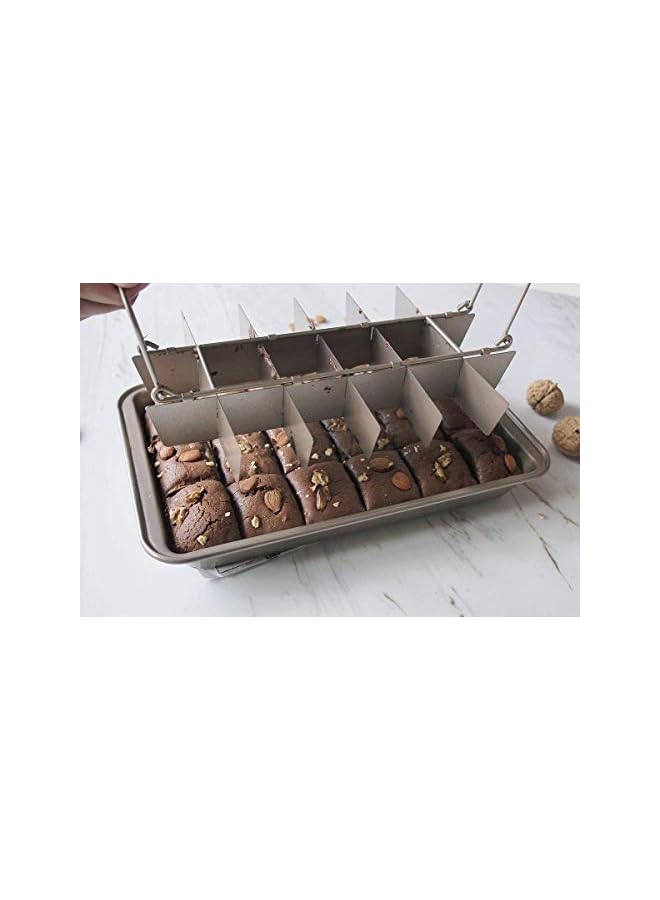 PROMASS صينية، صواني براوني غير لاصقة مع فواصل، صينية خبز براوني مسبقة التقطيع 18، أدوات خبز من الصلب الكربوني للخبز في الفرن 12 × 8 × 2 بوصة - Image 2