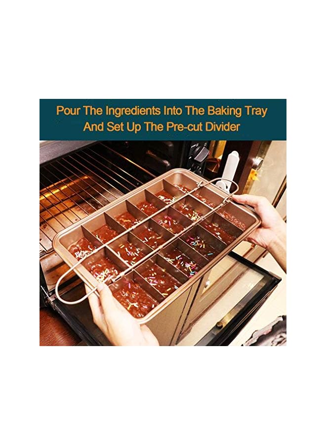 PROMASS صينية، صواني براوني غير لاصقة مع فواصل، صينية خبز براوني مسبقة التقطيع 18، أدوات خبز من الصلب الكربوني للخبز في الفرن 12 × 8 × 2 بوصة - Image 3