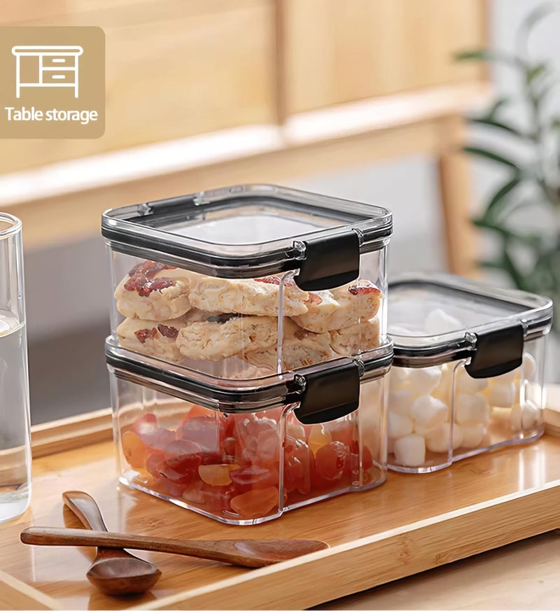 KWER 400ml Air Tight Container Set For Kitchen Set For Home Kitchen Items Storage Containers Kitchen Storage Containers Set Food Containers For Kitchen (PLASTIC, PACK OF 4), Black - Image 5