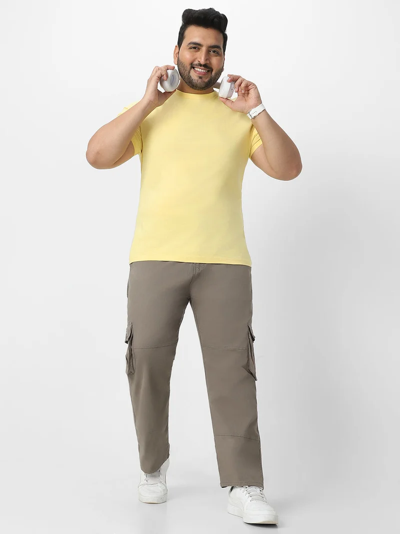 Urbano Fashion  Urbano Plus Men's Grey Regular Fit Solid Cargo Chino Pant with 6 Pockets for Men | Best Price UAE
