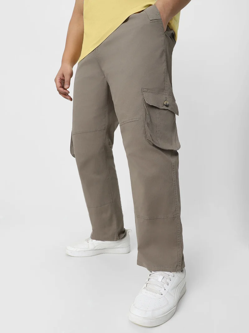 Urbano Fashion  Urbano Plus Men's Grey Regular Fit Solid Cargo Chino Pant with 6 Pockets for Men | Best Price UAE