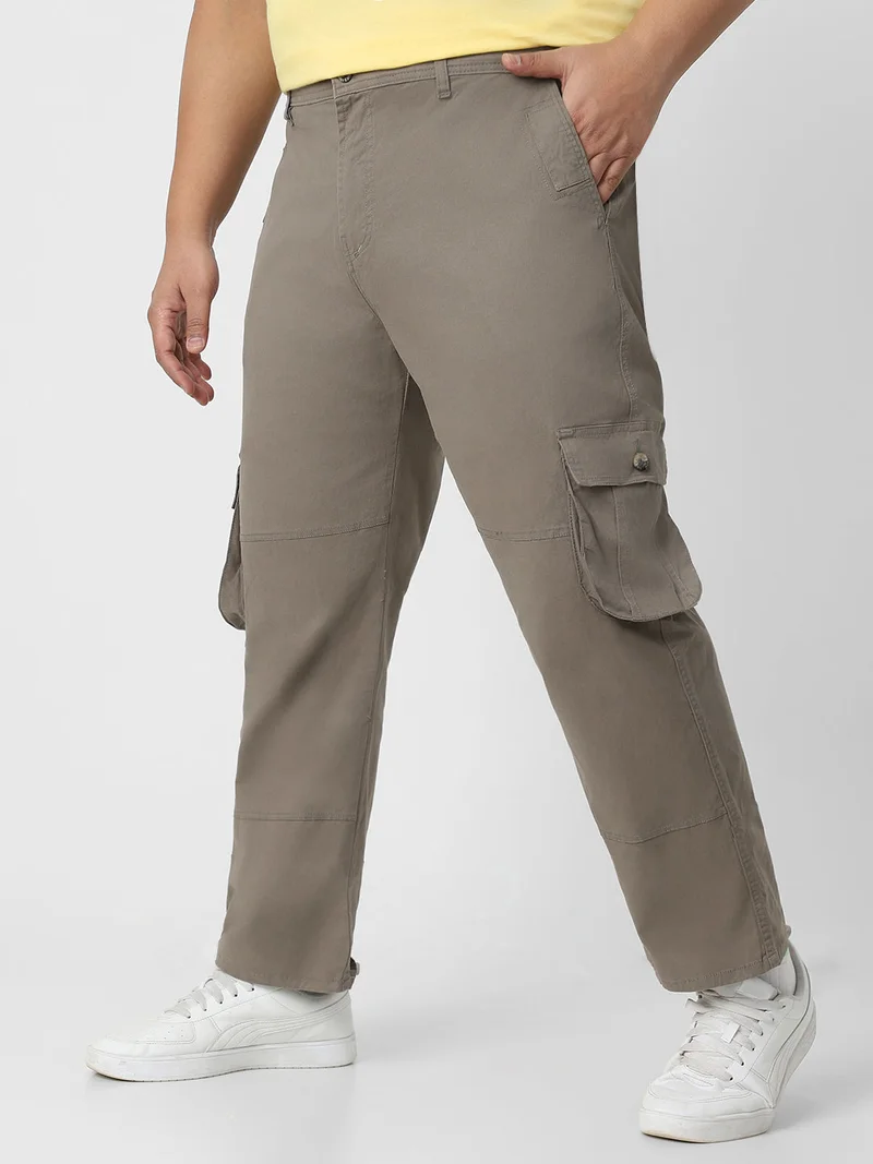 Urbano Fashion  Urbano Plus Men's Grey Regular Fit Solid Cargo Chino Pant with 6 Pockets for Men | Best Price UAE