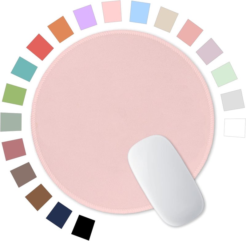Hsurbtra Mouse Pad, Premium-Textured Small Round Mousepad 8.7 x 8.7 Inch Pink, Stitched Edge Anti-Slip Waterproof Rubber Pretty Cute Computer Mat for Office Home Gaming Laptop Men Women Kids - Image 1