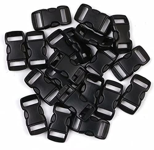 PENTA ANGEL 38 Inch Black Plastic Curved Buckle DIY Craft Webbing Contoured Side Quick Release Buckle for Bracelets Backpack Tactical Bag and Gear 20 PCS