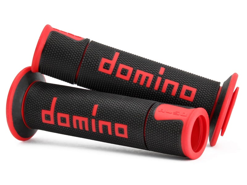 Domino A450 Road Race Performance Motorcycle Handlebar Grips - Medium/Soft (Black/Red) - Image 1