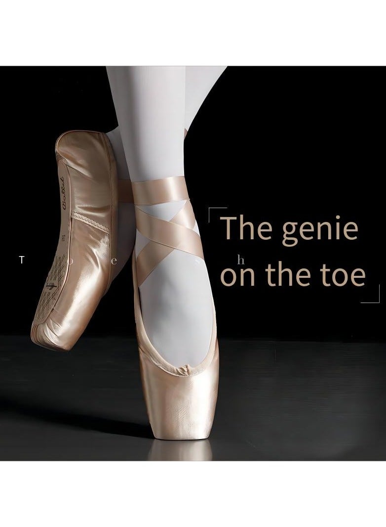 Generic Ballet Pointe Shoes Pink Professional Dance Soft Shank Satin with Sewn Ribbon for Girls Women all Dancers - Image 3