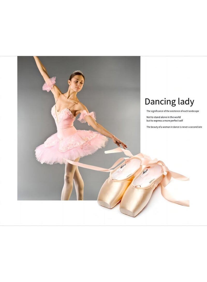 Generic Ballet Pointe Shoes Pink Professional Dance Soft Shank Satin with Sewn Ribbon for Girls Women all Dancers - Image 4