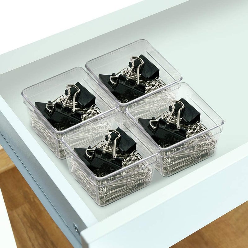 Glad Plastic Drawer Storage Tray – Heavy Duty Organizer Bin for Home, Kitchen, Bath, Bedroom, Office | Non-Slip Feet, Clear, 3" x 3" - Image 2