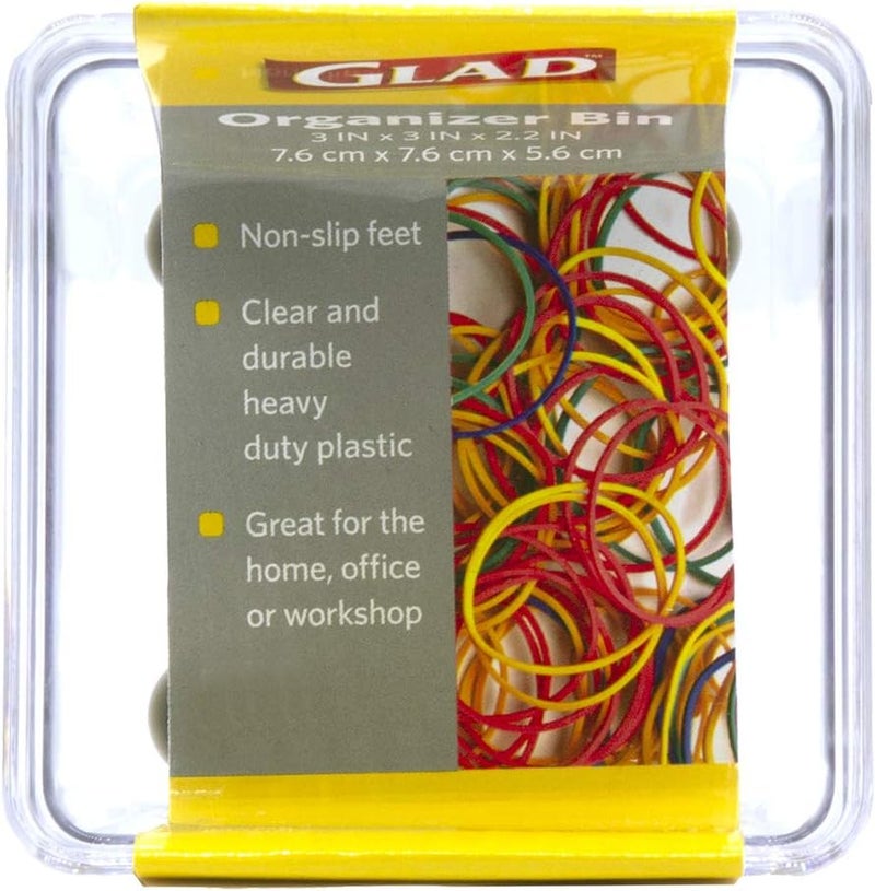 Glad Plastic Drawer Storage Tray – Heavy Duty Organizer Bin for Home, Kitchen, Bath, Bedroom, Office | Non-Slip Feet, Clear, 3" x 3" - Image 3