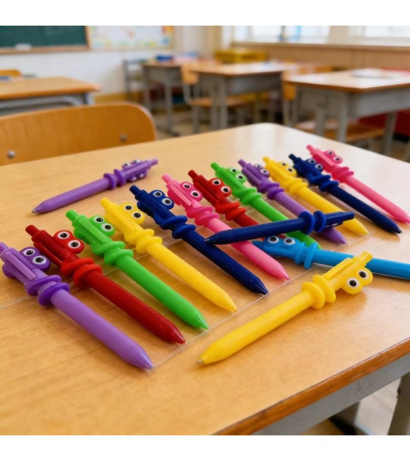 6 قطع من أقلام الدوارة بعيون كبيرة لطيفة، أقلام حبر جاف إبداعية للدراسة في المكتب، - Image 3