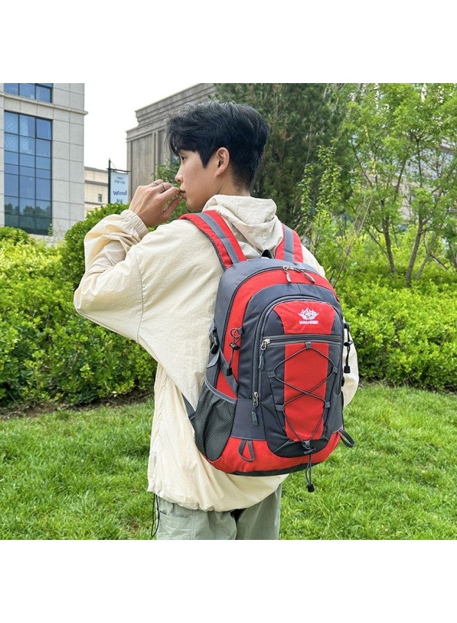 Generic Mountaineering Bag Backpack Men's And Women's Sports Large Capacity Hiking Mountaineering Backpack Student Schoolbag Outdoor Leisure Travel Bag-color:orange Red-capacity:20-35L  - Image 4