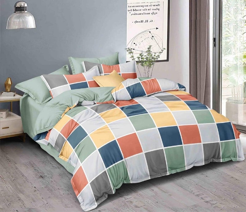 warisi Soft Glace Cotton King Size Duvet Cover II Razai Cover II Quilt Cover II Dohar for Double Bed with Zipper (90x100 Inch, Navy Blue Lines) (Box Duvet Cover) - Image 1
