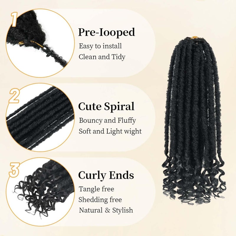 MODERN QUEEN 6 Packs Goddess Locs Crochet Hair, 12 Inch Straight Faux Locs Crochet Braids, Pre-Looped Curly Soft Synthetic Braiding Hair Extensions for Black Women(12 Inch, 6 Packs, 1B#) - Image 5