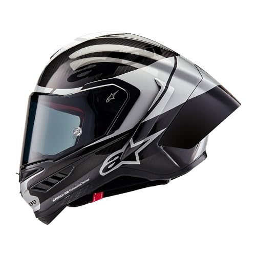 Alpinestars Supertech R10 Element Helmet, Carbon Fiber, Aerodynamic Full-Face Design, Ventilation & Safety, DOT & ECE Certified for Street & Track Riders, Black/Carbon Silver/Black Glossy, S - Image 4