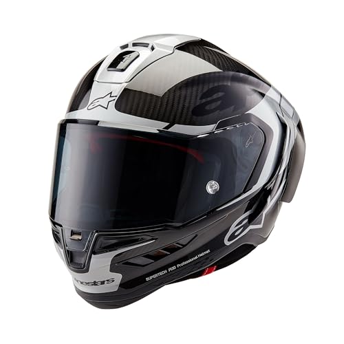 Alpinestars Supertech R10 Element Helmet, Carbon Fiber, Aerodynamic Full-Face Design, Ventilation & Safety, DOT & ECE Certified for Street & Track Riders, Black/Carbon Silver/Black Glossy, S - Image 1