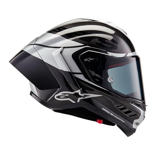 Alpinestars Supertech R10 Element Helmet, Carbon Fiber, Aerodynamic Full-Face Design, Ventilation & Safety, DOT & ECE Certified for Street & Track Riders, Black/Carbon Silver/Black Glossy, S - Image 5