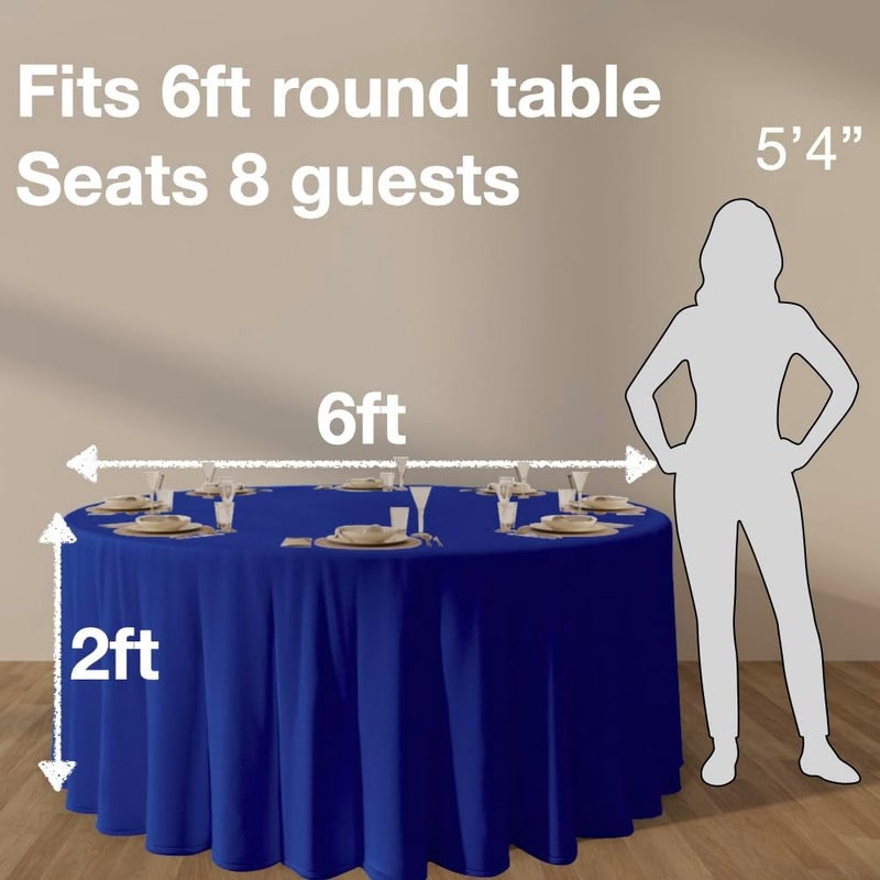Urby 120 inches Large Royal Blue Round Tablecloth for 5-6ft Round Folding Table That Seats 6-8 Guests, for Table with 6 Chairs. Ideal for Party, Wedding, Banquet and Events. - Image 2