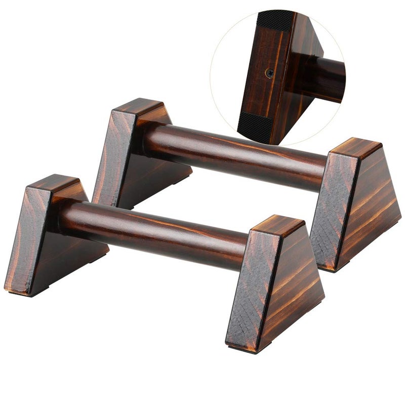 Pushup Stand 2 PCS Wood Pushup Bars NonSlip Base Exercise Home Workout Equipment 30CM Wooden Parallettes Handle Stands Grip for Men Strength Training Planks Calisthenics