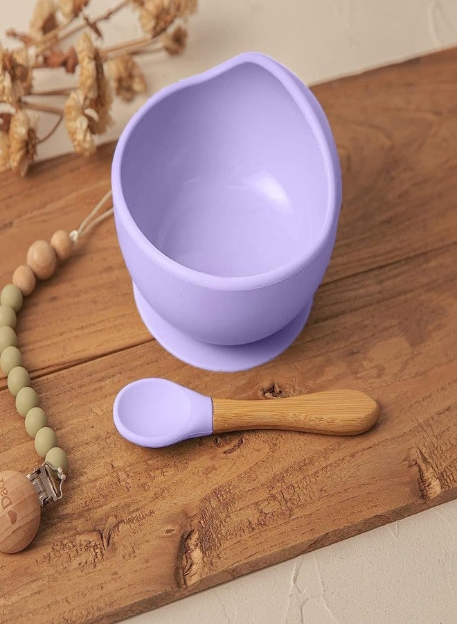 Sugalsu Silicone Baby Bowls with Suction Stay Put Silicone Food Bowl, Baby Feeding Bowl and Spoon Set, Perfect for Self-Feeding, BPA-Free Silicone Bowls Baby(Purple) - Image 3