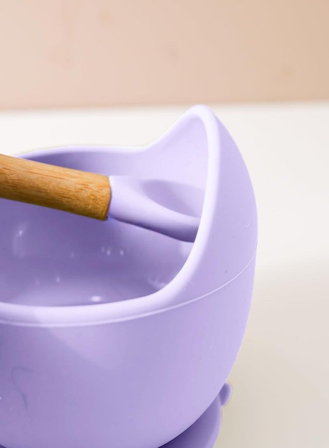 Sugalsu Silicone Baby Bowls with Suction Stay Put Silicone Food Bowl, Baby Feeding Bowl and Spoon Set, Perfect for Self-Feeding, BPA-Free Silicone Bowls Baby(Purple) - Image 4