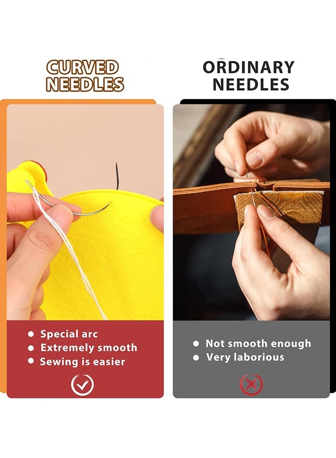 Wffo 4 PCS Curved Needles 2'' / 2.5'' / 3 ''/ 3.5 '' C Type Weaving Sewing Needles Hand Sewing Leather Needles Upholstery Carpet Leather Canvas Repair Weaving Needles - Image 3