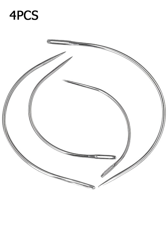 Wffo 4 PCS Curved Needles 2'' / 2.5'' / 3 ''/ 3.5 '' C Type Weaving Sewing Needles Hand Sewing Leather Needles Upholstery Carpet Leather Canvas Repair Weaving Needles - Image 1