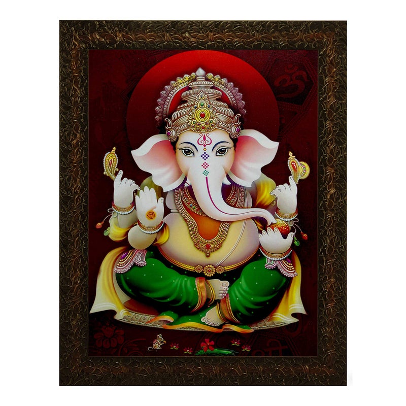 Indianara LORD GANESHA Painting -Synthetic Wood, 27x30.5x1cm, Multicolour (Black) - Image 5
