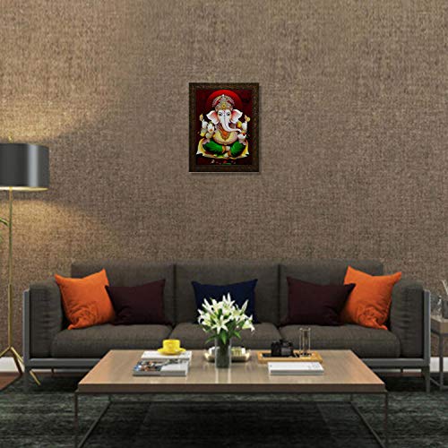 Indianara LORD GANESHA Painting -Synthetic Wood, 27x30.5x1cm, Multicolour (Black) - Image 3