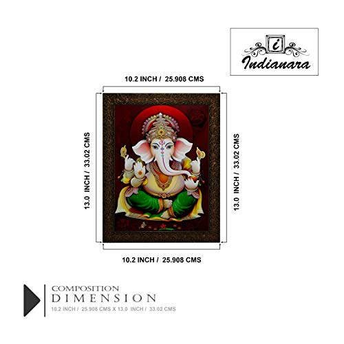 Indianara LORD GANESHA Painting -Synthetic Wood, 27x30.5x1cm, Multicolour (Black) - Image 2