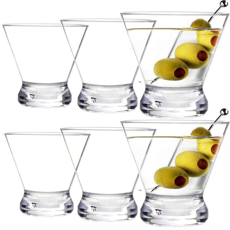 Youngever 6 Pack Plastic Martini Glasses 10 Ounce Shatterproof Martini Cups Stemless Martini Glasses