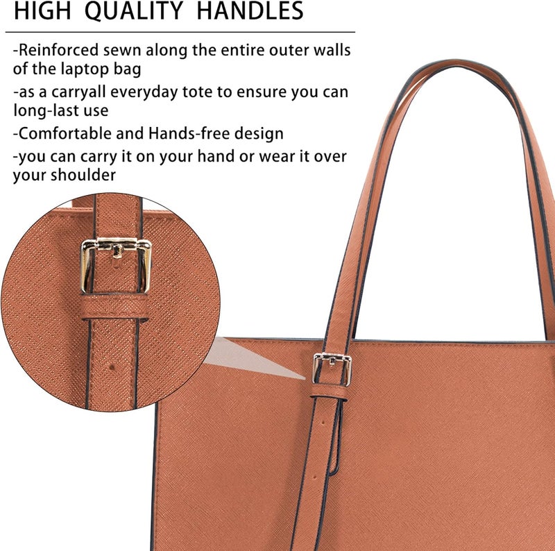NUBILY Laptop Bag for Women Waterproof Lightweight Leather 15.6 Inch Computer Tote Bag - Image 5
