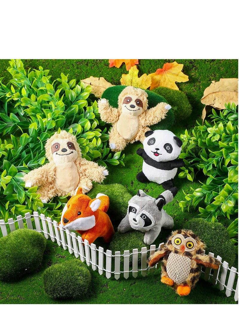Dog Squeaky Toys, Cute Plush Small Dog Toys, Puppy Chew Toys Squirrel Fox Sloth Owl Panda, Plush Stuffing Woodland Friends Burrow Stuffing for Small Medium Large Dogs 7 Pieces