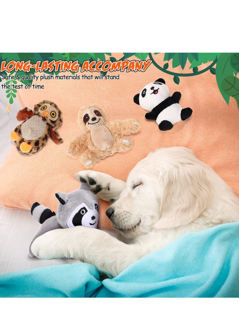 Dog Squeaky Toys, Cute Plush Small Dog Toys, Puppy Chew Toys Squirrel Fox Sloth Owl Panda, Plush Stuffing Woodland Friends Burrow Stuffing for Small Medium Large Dogs 7 Pieces