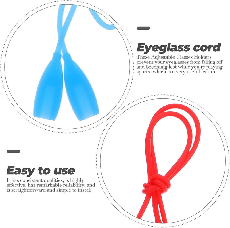 Non-slip Silicone Glasses Strap Set 5pcs, Portable Eyeglass Retainer Cord for Sports and Daily Use, Adjustable Flat Eyewear Holder Lanyard with Multi-color Design for Men and Women - Image 3
