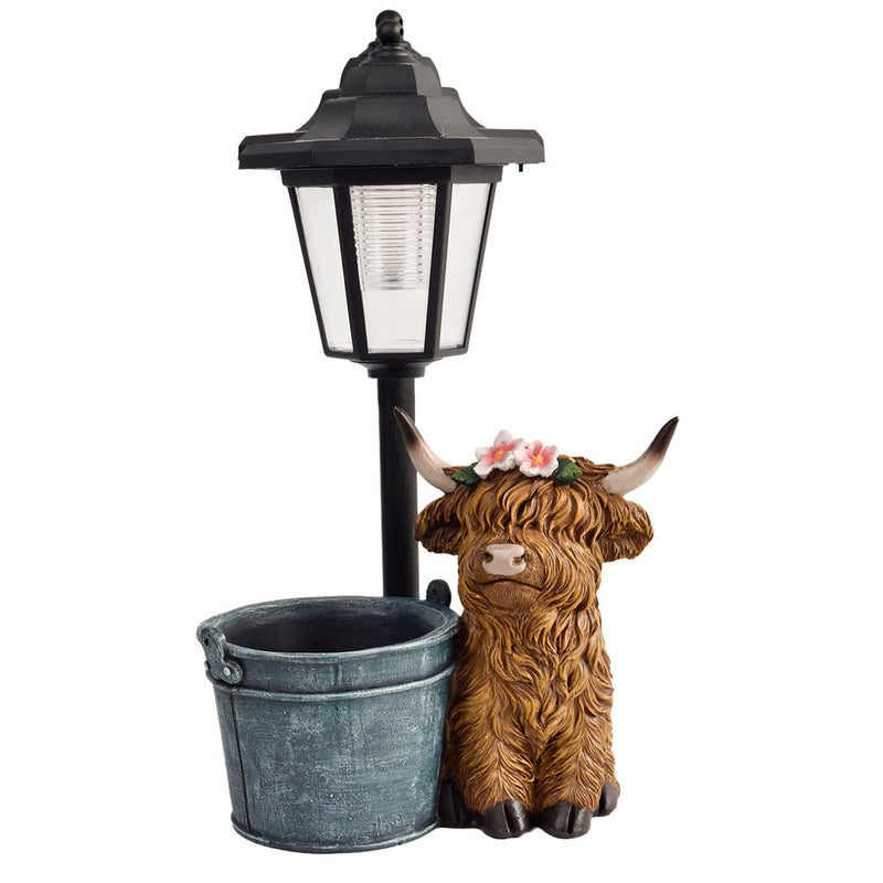 Garden Figurine Highland Cow Solar Light Yak Outdoor Garden Decor Resin Craft - Image 2