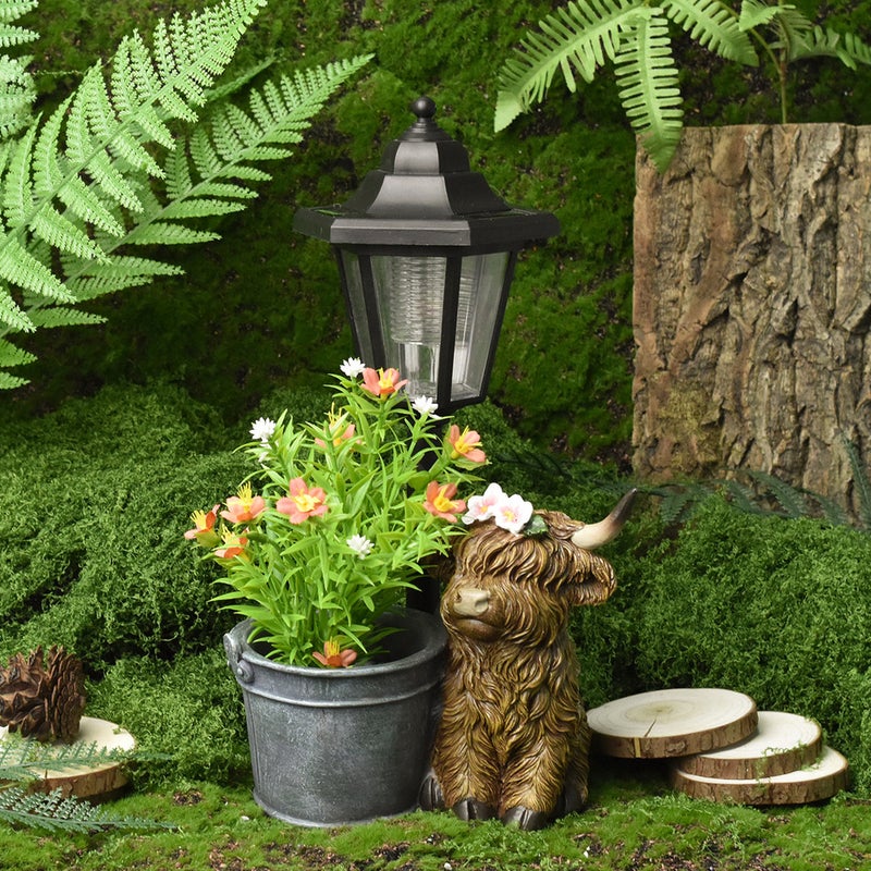 Garden Figurine Highland Cow Solar Light Yak Outdoor Garden Decor Resin Craft - Image 4