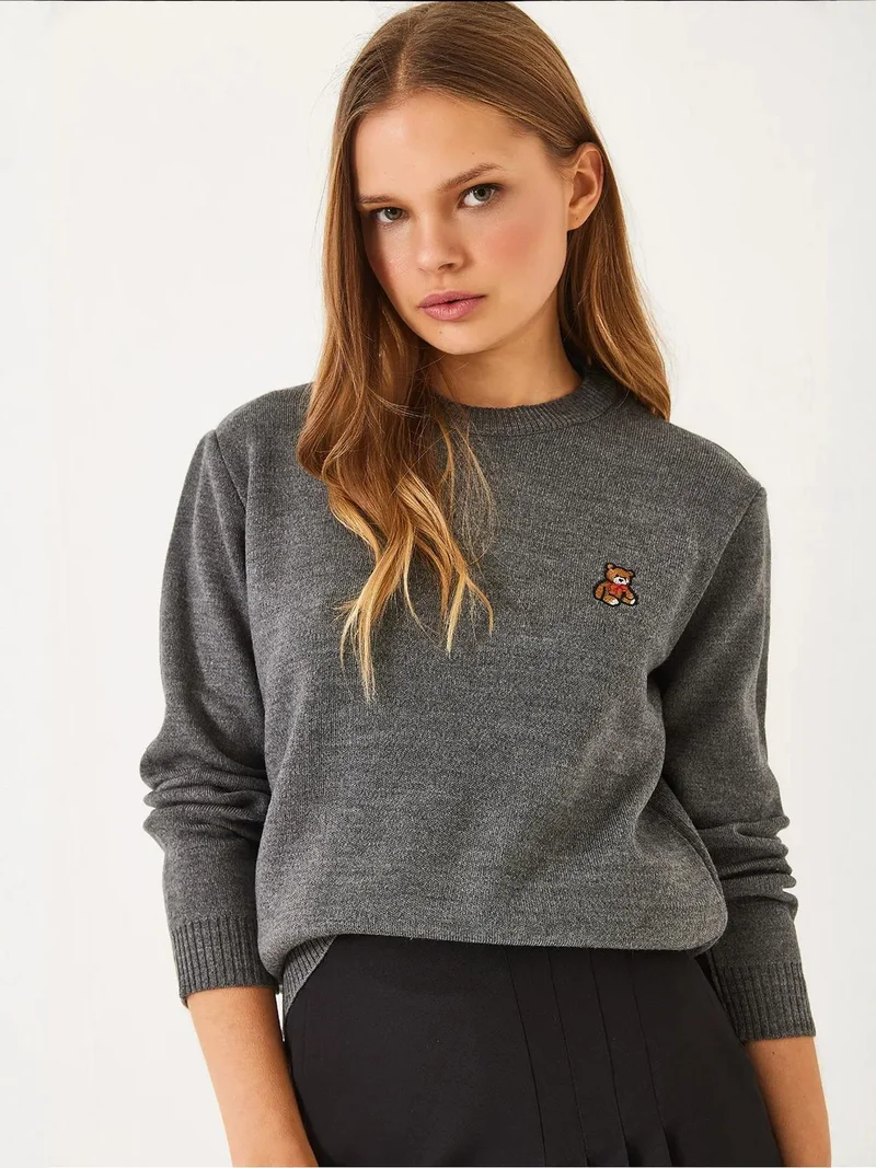 LUCCI Embroidered Crew Neck Sweater