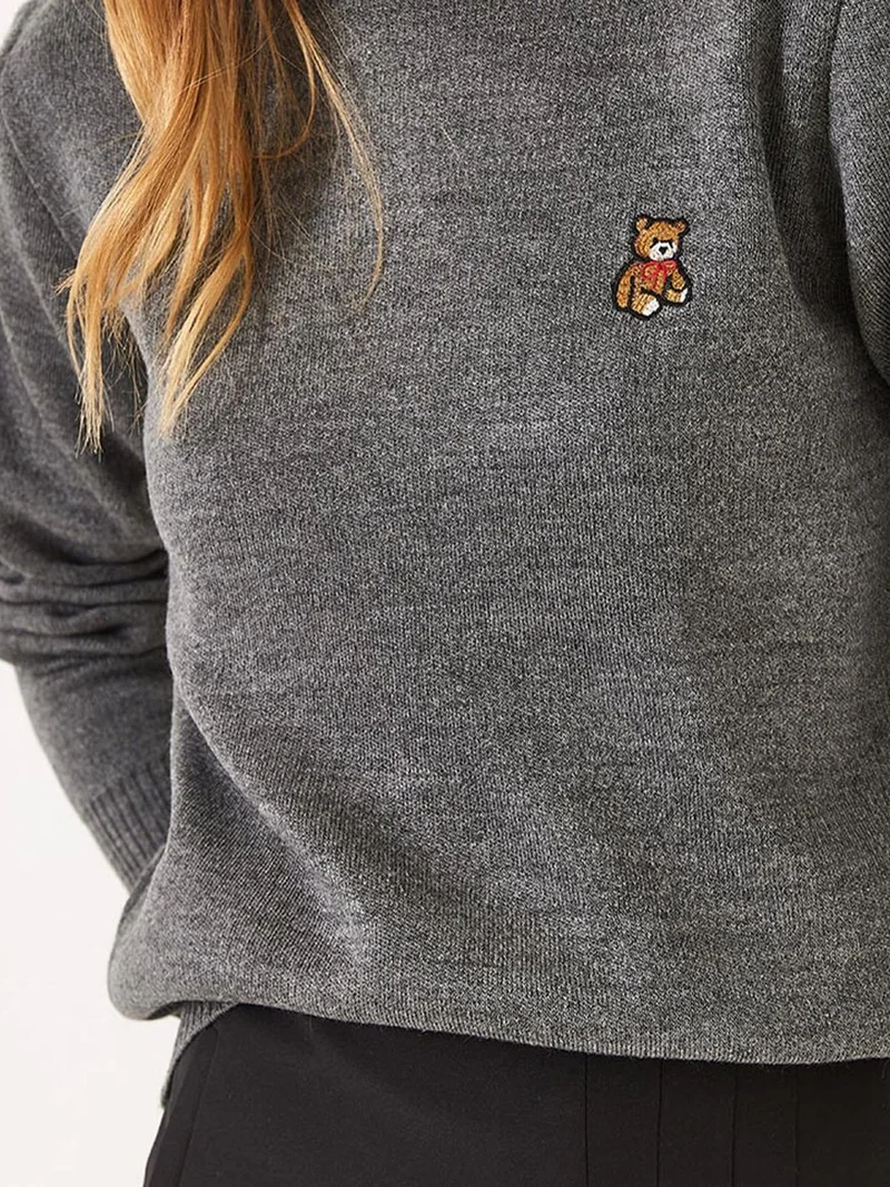 Bianco Lucci LUCCI Embroidered Crew Neck Sweater