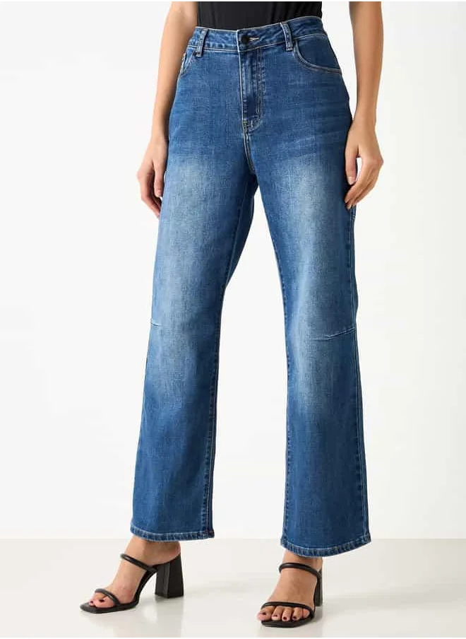 2Xtremz 2Xtremz Mid-Rise Jeans with Button Closure