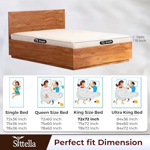 SITTELLA®72 x 72 Inches (6 x 6 Feet) 100% Waterproof Premium Cotton Mattress Protector | Hypoallergenic, Breathable & Ultra-Soft Fitted Bed Protector King Size- Grey - Image 2
